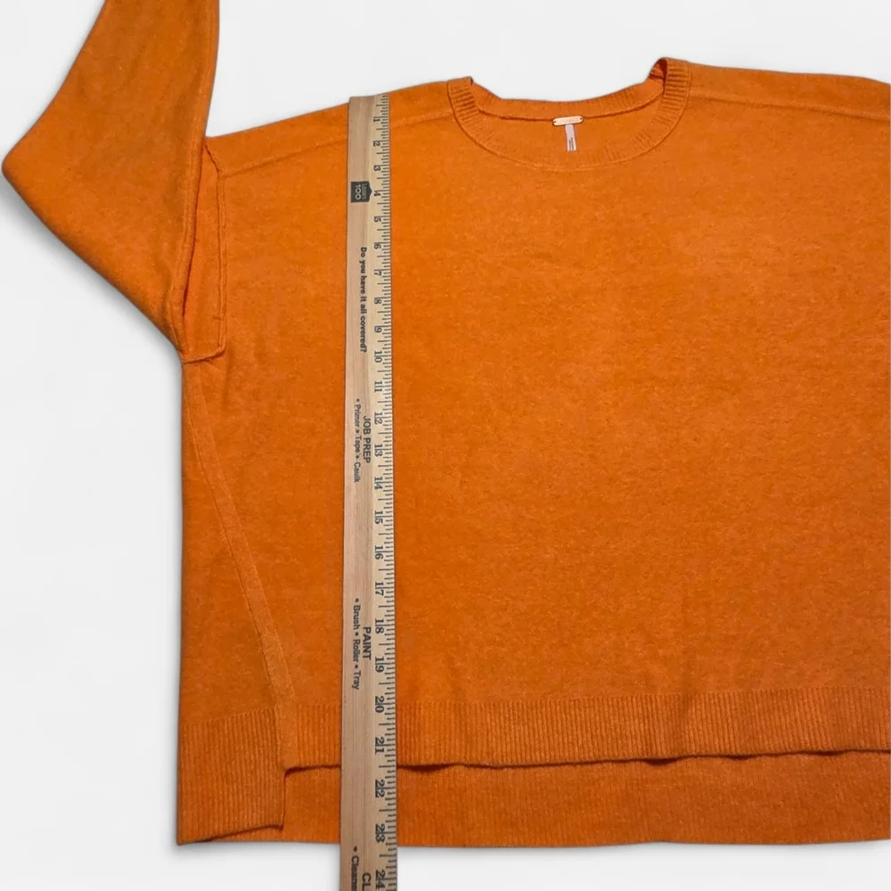 Free People Luna Slouchy Soft Wool Blend Sweater Marigold Orange Oversized Small